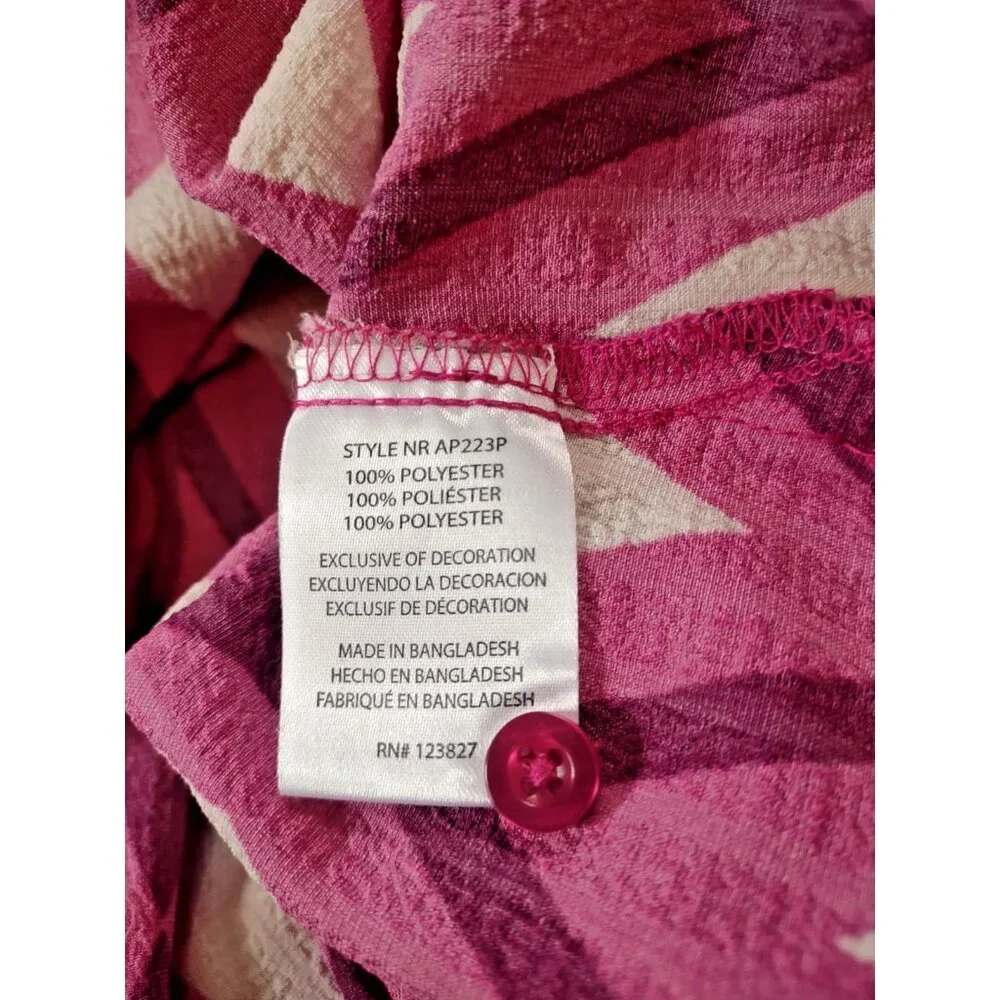 Alex & Parker Blouse 3XL Fuchsia Geo Print Top Women’s Shirt Pockets Plus Size - Picture 6 of 9